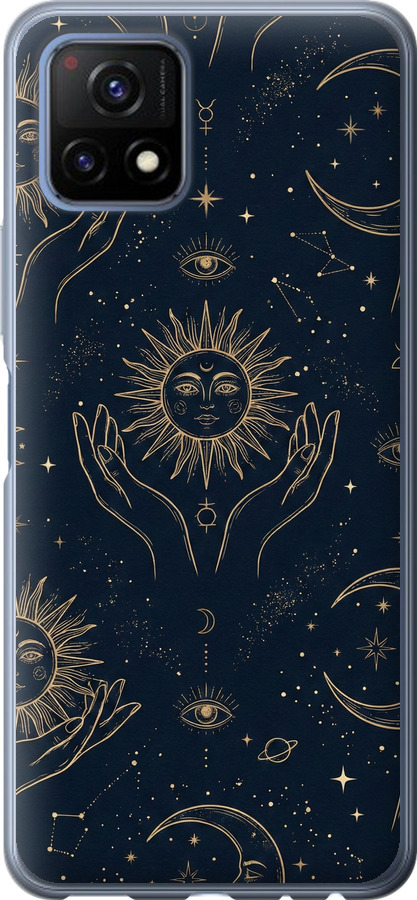 Celestial Harmony: Sun & Moon Gold Mystic Pattern