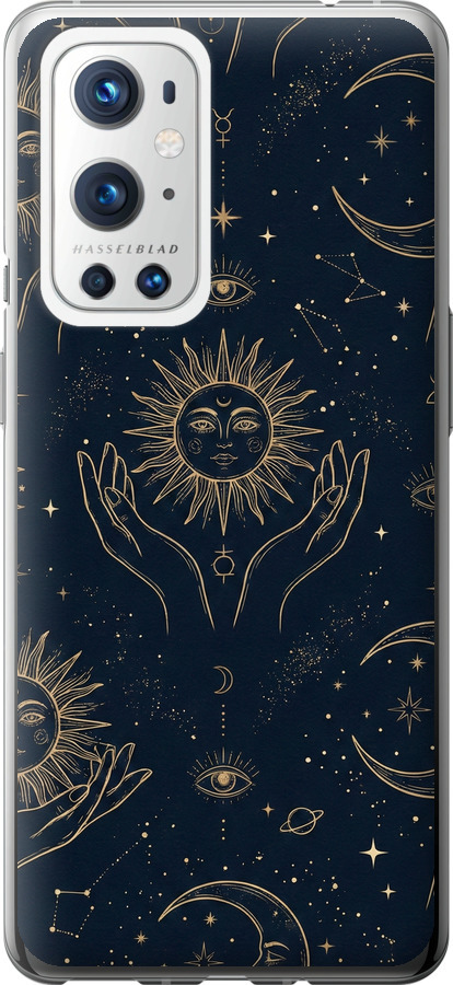Celestial Harmony: Sun & Moon Gold Mystic Pattern
