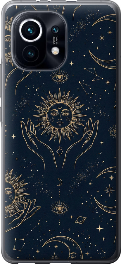 Celestial Harmony: Sun & Moon Gold Mystic Pattern