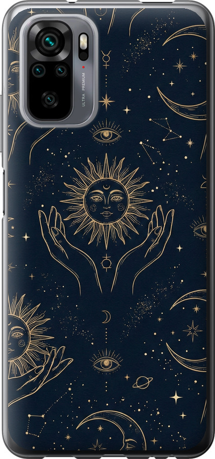 Celestial Harmony: Sun & Moon Gold Mystic Pattern