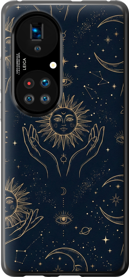 Celestial Harmony: Sun & Moon Gold Mystic Pattern