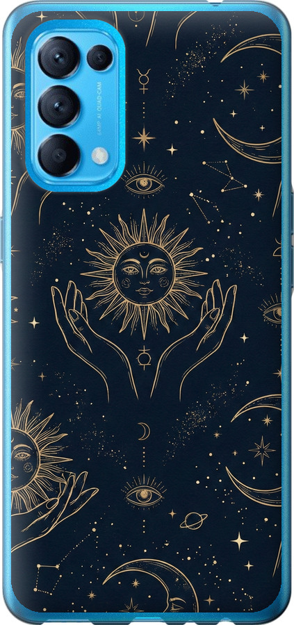 Celestial Harmony: Sun & Moon Gold Mystic Pattern