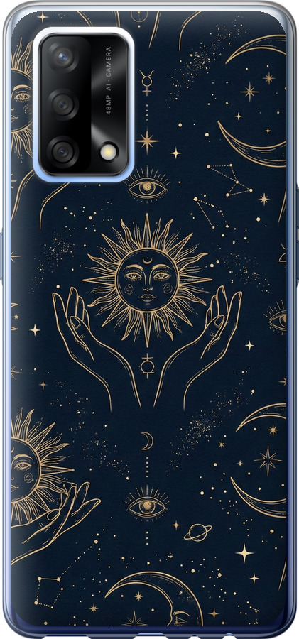 Celestial Harmony: Sun & Moon Gold Mystic Pattern