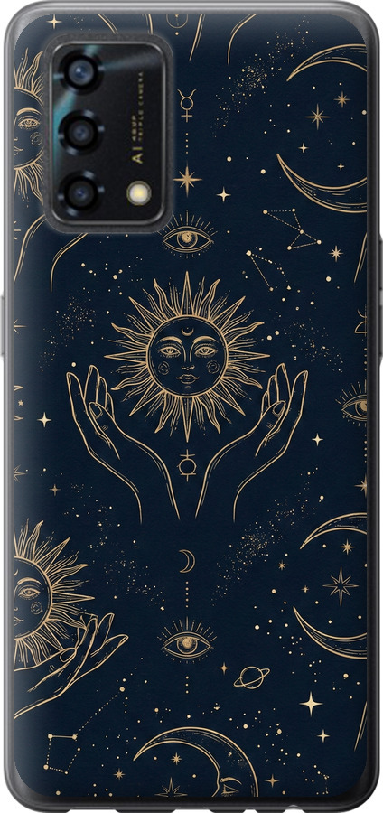 Celestial Harmony: Sun & Moon Gold Mystic Pattern