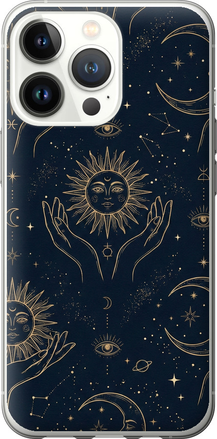 Celestial Harmony: Sun & Moon Gold Mystic Pattern