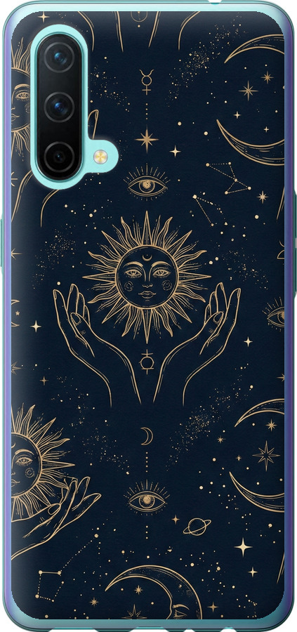 Celestial Harmony: Sun & Moon Gold Mystic Pattern