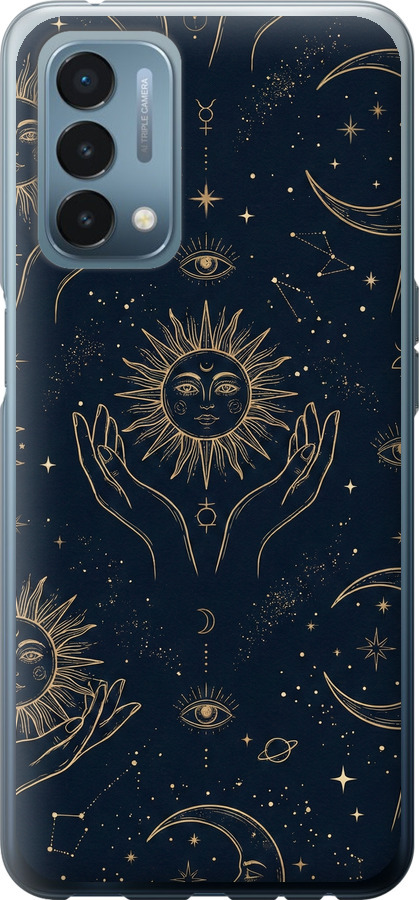 Celestial Harmony: Sun & Moon Gold Mystic Pattern