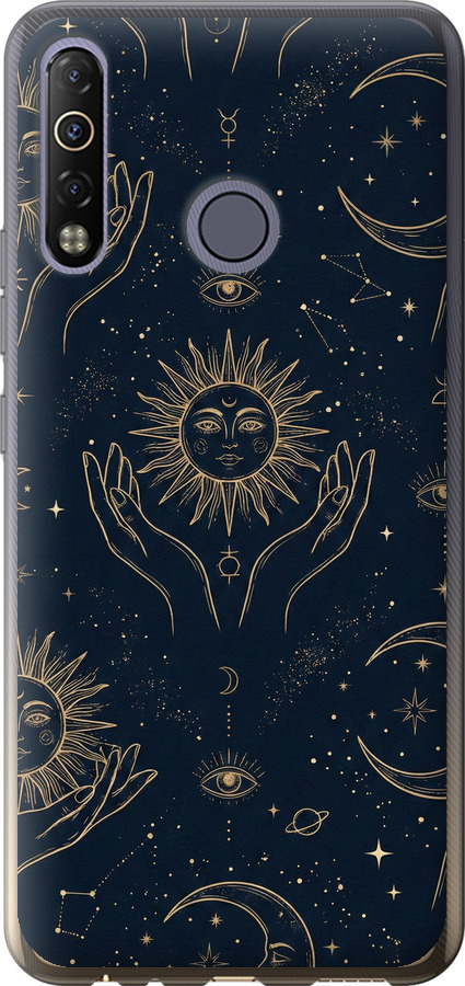 Celestial Harmony: Sun & Moon Gold Mystic Pattern