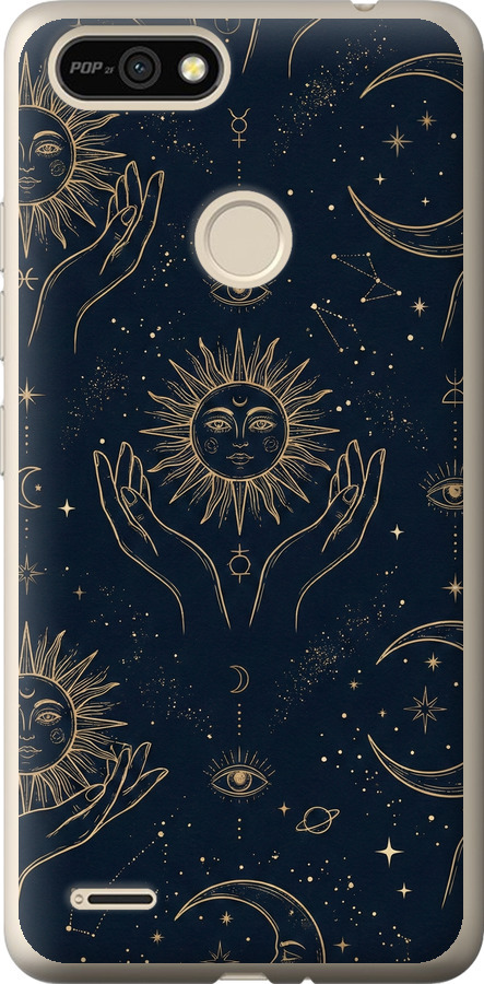 Celestial Harmony: Sun & Moon Gold Mystic Pattern