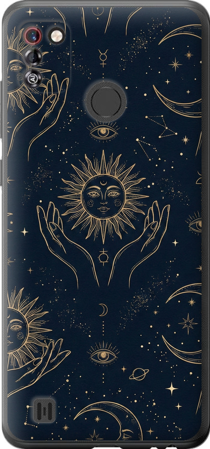 Celestial Harmony: Sun & Moon Gold Mystic Pattern