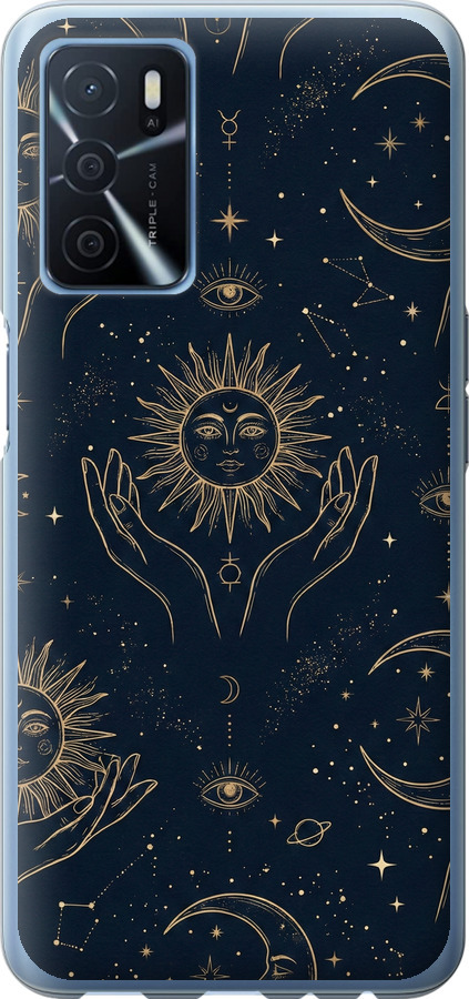 Celestial Harmony: Sun & Moon Gold Mystic Pattern