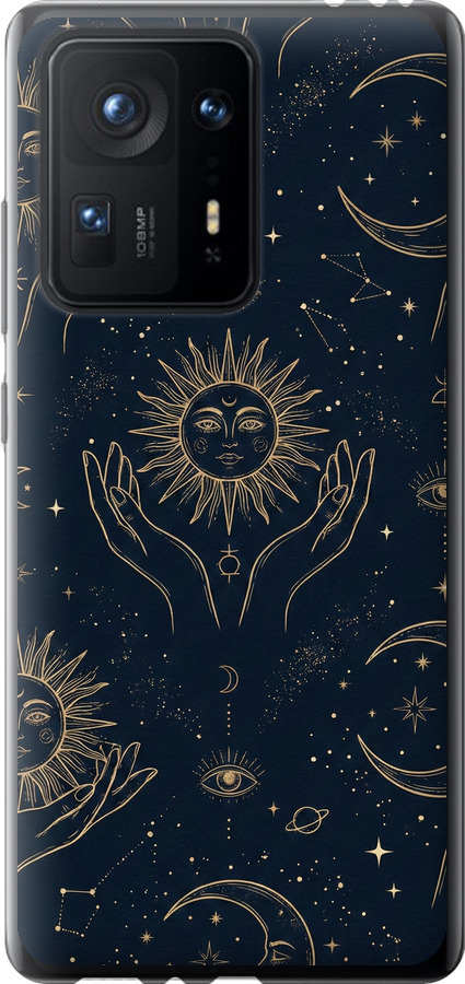 Celestial Harmony: Sun & Moon Gold Mystic Pattern