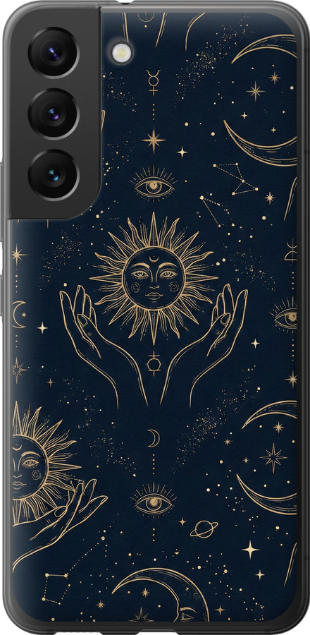 Celestial Harmony: Sun & Moon Gold Mystic Pattern