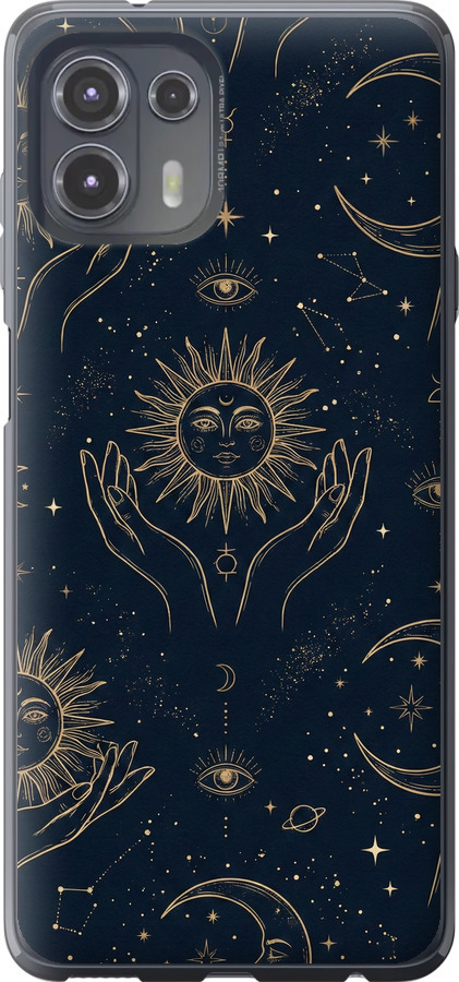 Celestial Harmony: Sun & Moon Gold Mystic Pattern