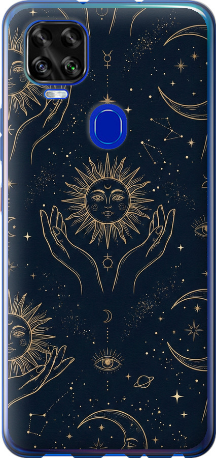 Celestial Harmony: Sun & Moon Gold Mystic Pattern