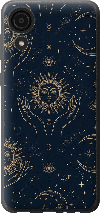 Celestial Harmony: Sun & Moon Gold Mystic Pattern