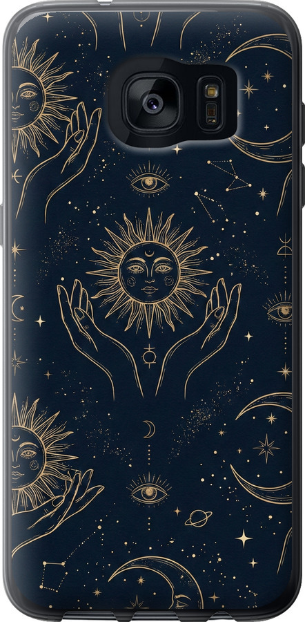 Celestial Harmony: Sun & Moon Gold Mystic Pattern