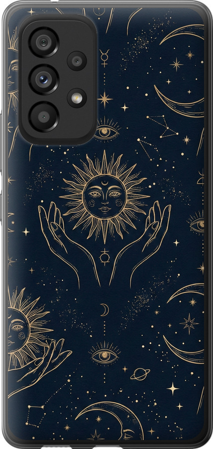 Celestial Harmony: Sun & Moon Gold Mystic Pattern