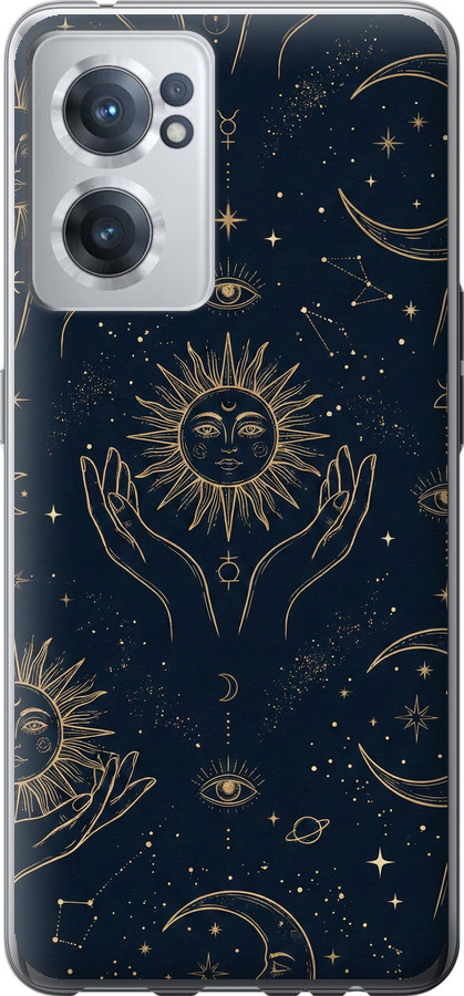 Celestial Harmony: Sun & Moon Gold Mystic Pattern
