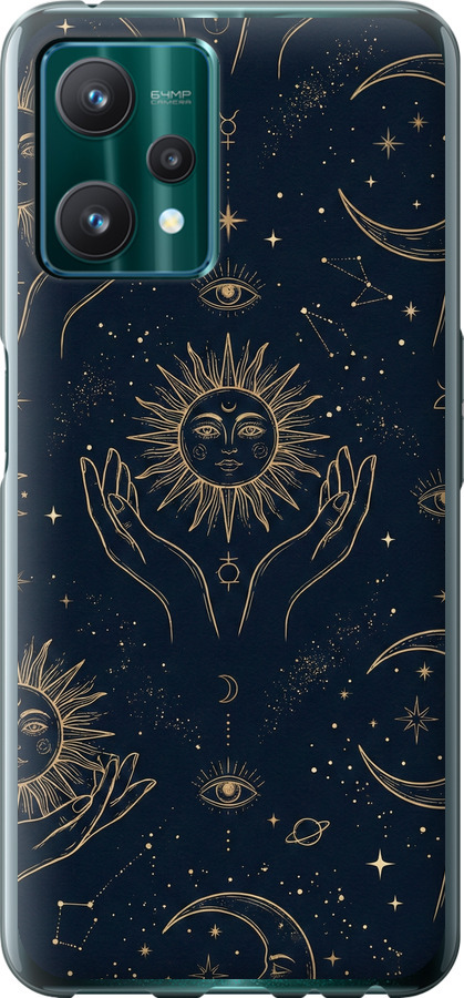 Celestial Harmony: Sun & Moon Gold Mystic Pattern