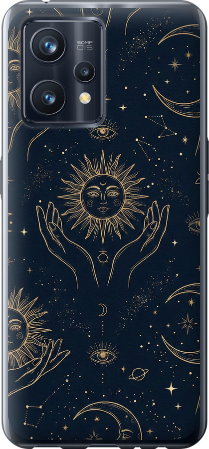 Celestial Harmony: Sun & Moon Gold Mystic Pattern