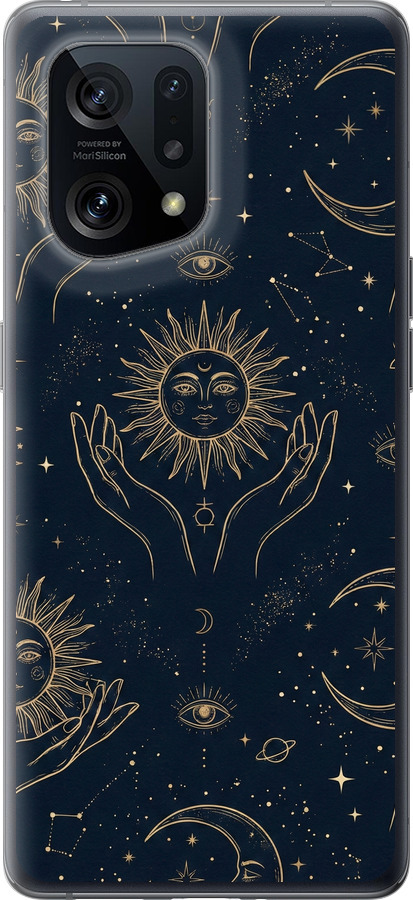 Celestial Harmony: Sun & Moon Gold Mystic Pattern