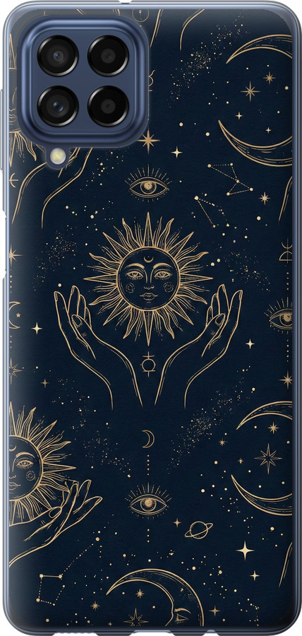 Celestial Harmony: Sun & Moon Gold Mystic Pattern
