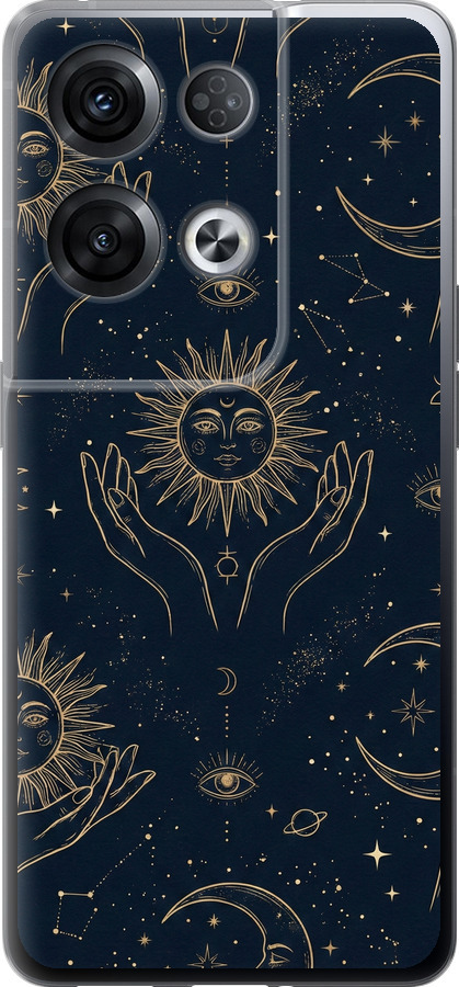 Celestial Harmony: Sun & Moon Gold Mystic Pattern