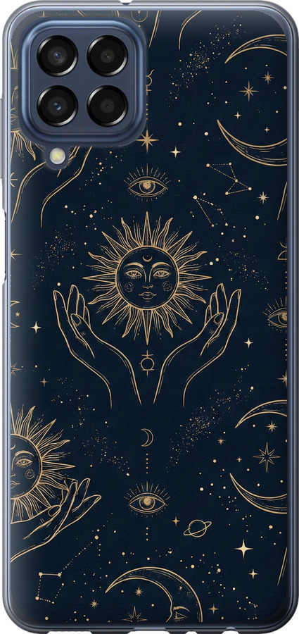 Celestial Harmony: Sun & Moon Gold Mystic Pattern