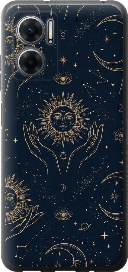 Celestial Harmony: Sun & Moon Gold Mystic Pattern