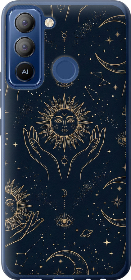 Celestial Harmony: Sun & Moon Gold Mystic Pattern