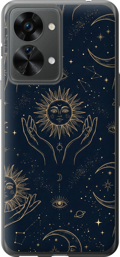 Celestial Harmony: Sun & Moon Gold Mystic Pattern