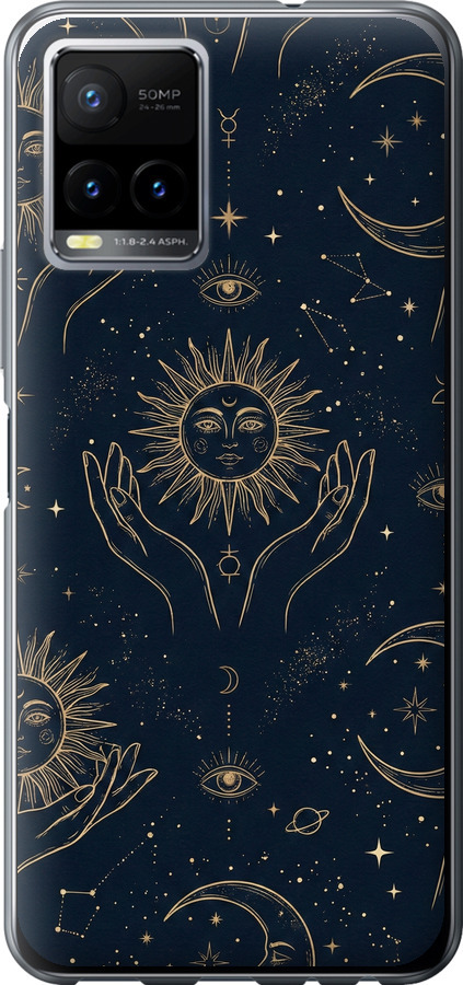 Celestial Harmony: Sun & Moon Gold Mystic Pattern