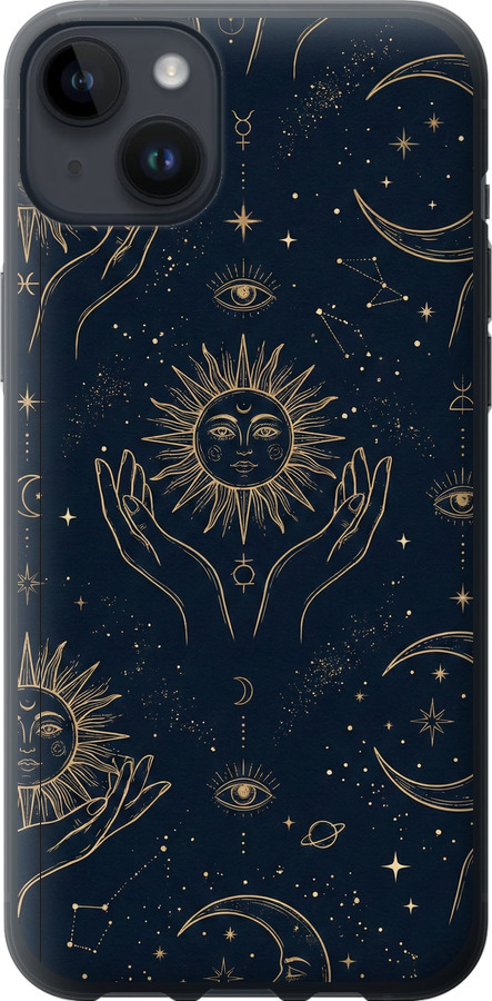Celestial Harmony: Sun & Moon Gold Mystic Pattern