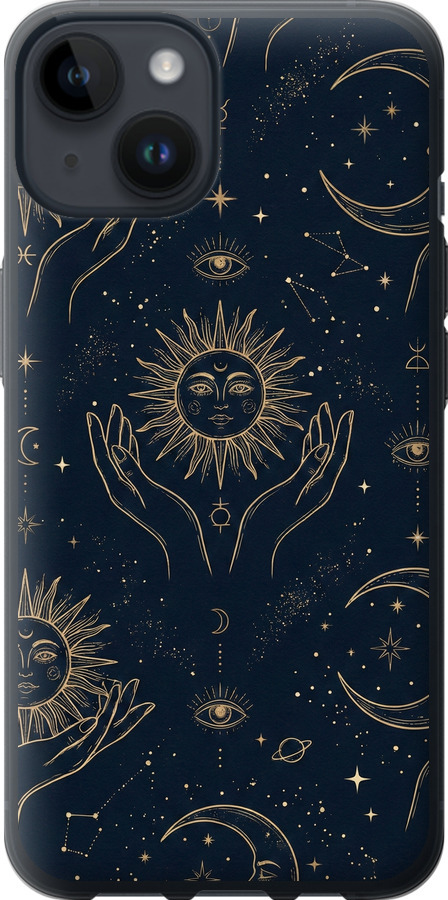 Celestial Harmony: Sun & Moon Gold Mystic Pattern