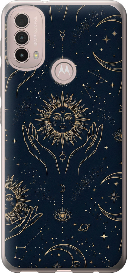 Celestial Harmony: Sun & Moon Gold Mystic Pattern