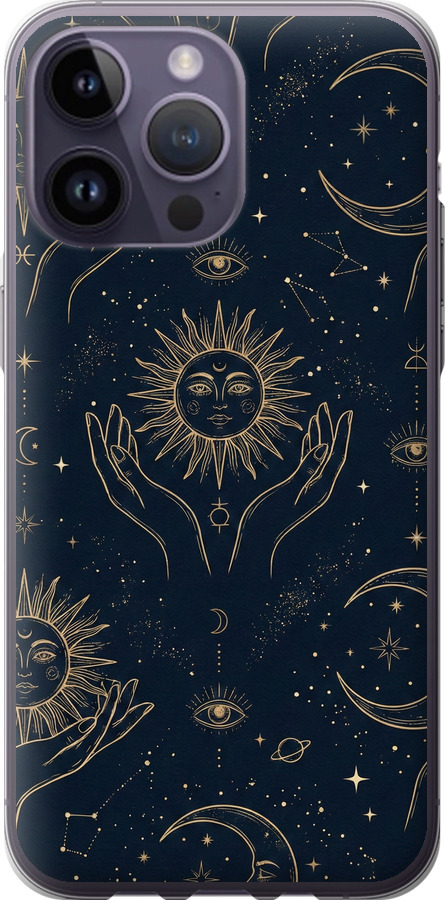 Celestial Harmony: Sun & Moon Gold Mystic Pattern