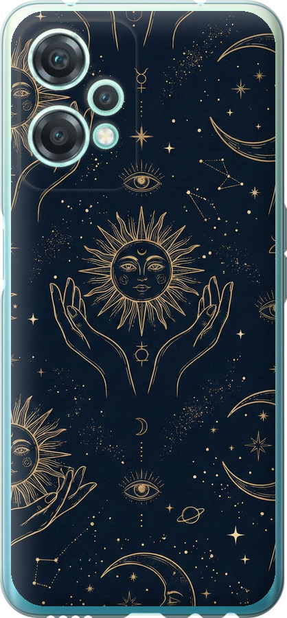 Celestial Harmony: Sun & Moon Gold Mystic Pattern