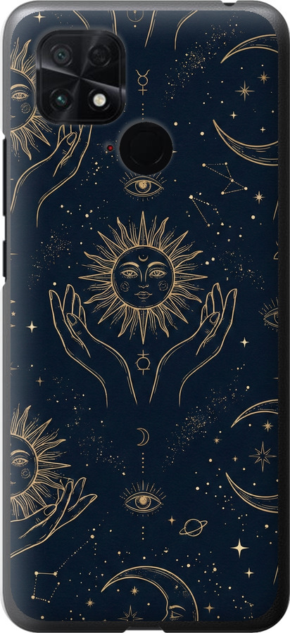 Celestial Harmony: Sun & Moon Gold Mystic Pattern