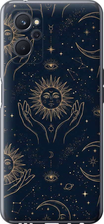 Celestial Harmony: Sun & Moon Gold Mystic Pattern