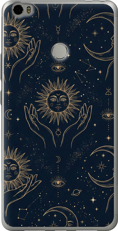 Celestial Harmony: Sun & Moon Gold Mystic Pattern