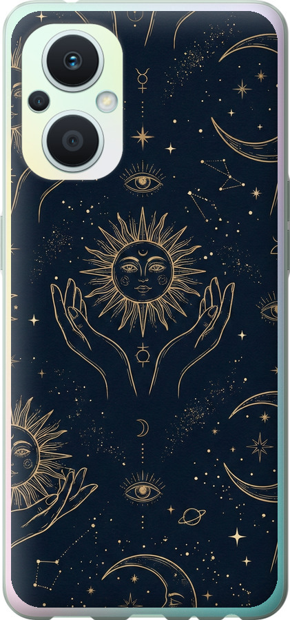 Celestial Harmony: Sun & Moon Gold Mystic Pattern