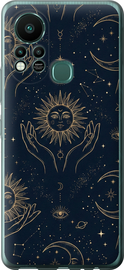 Celestial Harmony: Sun & Moon Gold Mystic Pattern