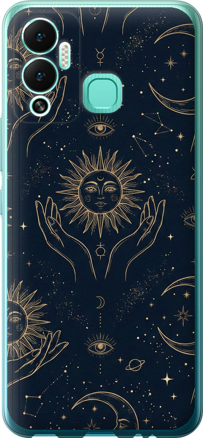 Celestial Harmony: Sun & Moon Gold Mystic Pattern