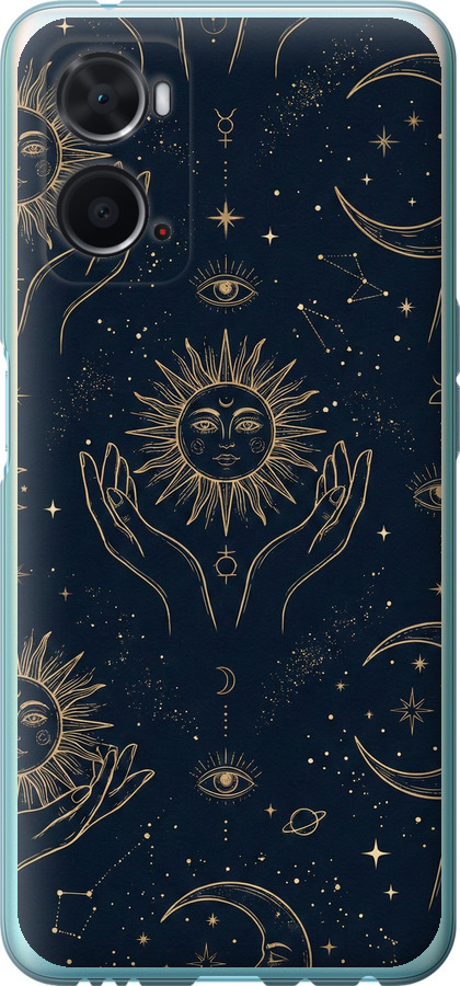 Celestial Harmony: Sun & Moon Gold Mystic Pattern