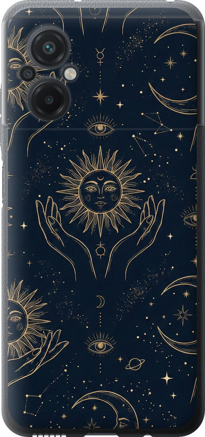 Celestial Harmony: Sun & Moon Gold Mystic Pattern