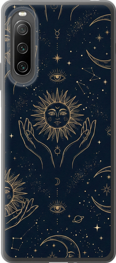 Celestial Harmony: Sun & Moon Gold Mystic Pattern