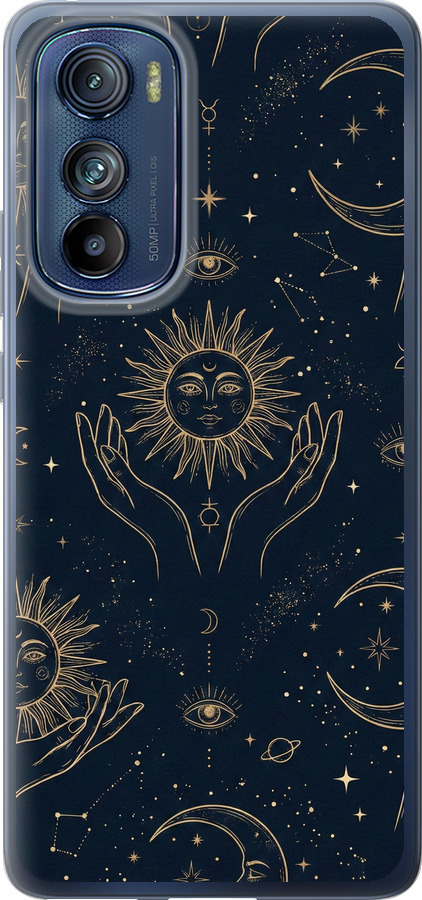 Celestial Harmony: Sun & Moon Gold Mystic Pattern
