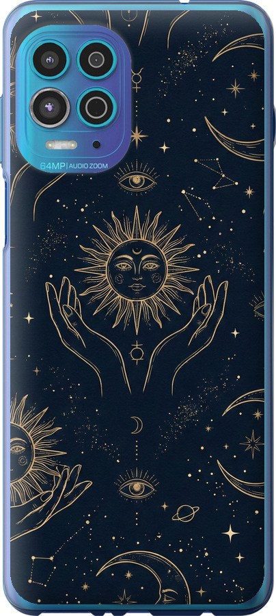 Celestial Harmony: Sun & Moon Gold Mystic Pattern