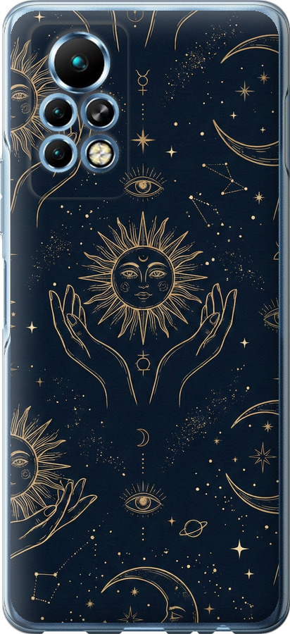 Celestial Harmony: Sun & Moon Gold Mystic Pattern